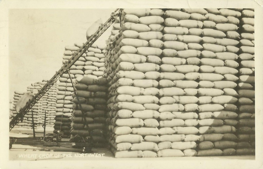 1944 Sunnyside Wa Wheat Farming Bags of Wheat
